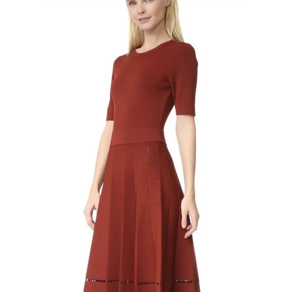 A.L.C TRACEY PLEATED KNIT RIB DRESS IN COPPER - Picture 2 of 6